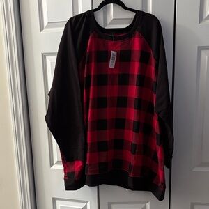 Torrid Red and Black Plaid Sweatshirt